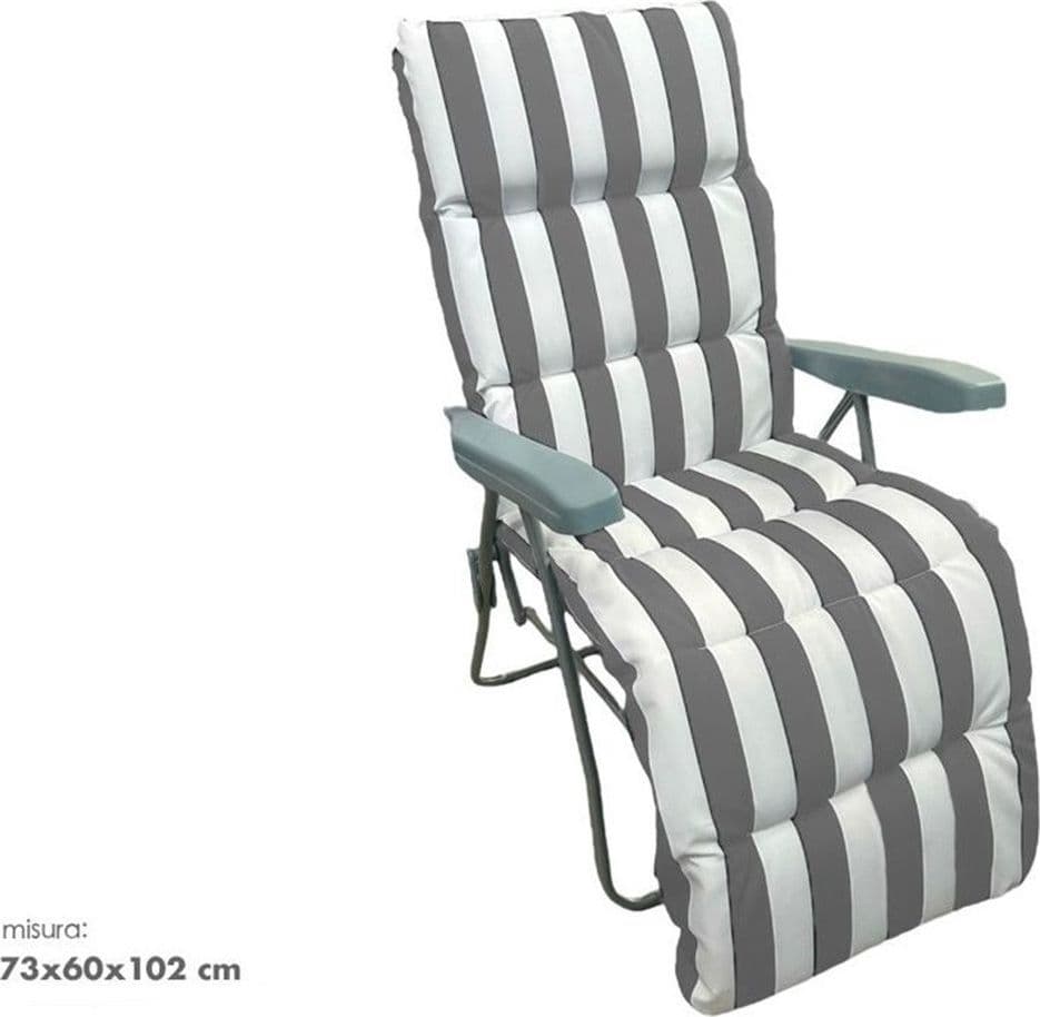 SEDIA A SDRAIO CON CUSCINO IMBOTTITO A RIGHE BIANCA GRIGIA 73X60X102 CM POLTRONA 512003 in Lettini Trade Shop italia - Napoli, commercioVirtuoso.it