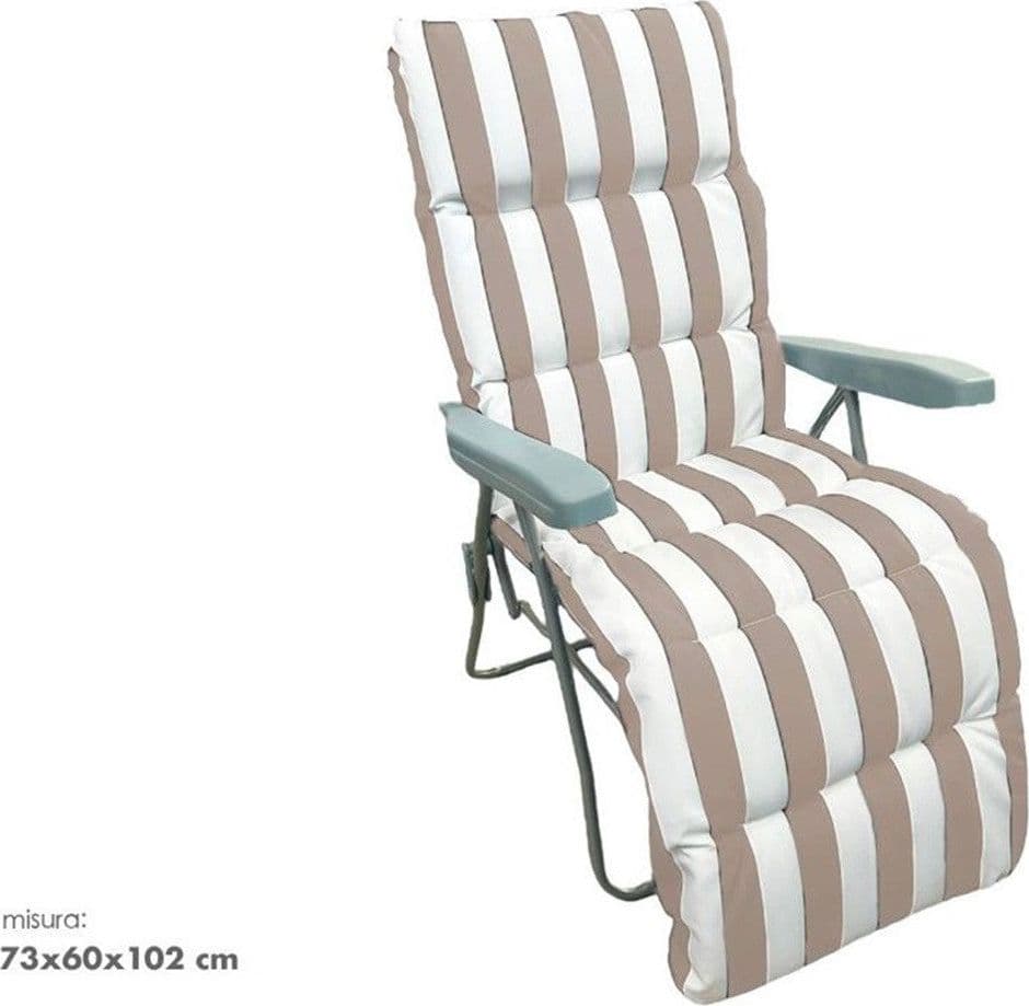 SEDIA A SDRAIO CON CUSCINO IMBOTTITO A RIGHE BIANCA TORTORA 73X60X102 CM POLTRONA 512004 in Lettini Trade Shop italia - Napoli, commercioVirtuoso.it