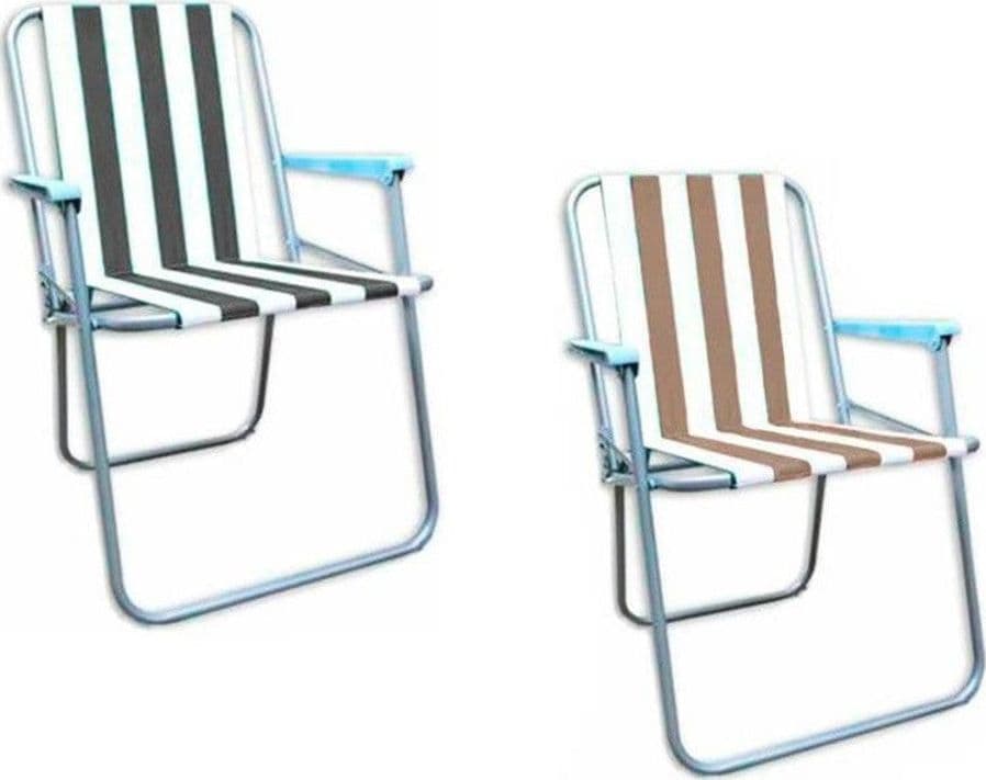 SEDIA SPIAGGINA RELAX IN FERRO TESSUTO OXFORD DECORO A RIGHE 2 COLORI 52X47X75CM 285018
