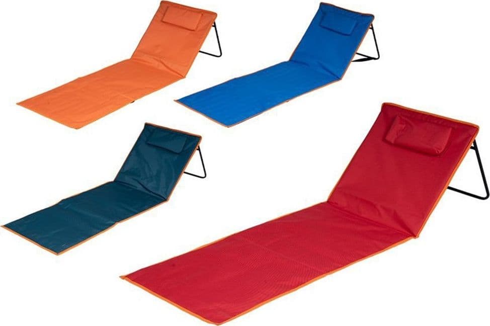 TAPPETINO DA SPIAGGIA 160X53CM PIEGHEVOLE STUOIA PRENDISOLE CON CUSCINO 4 COLORI 6624013 - 2