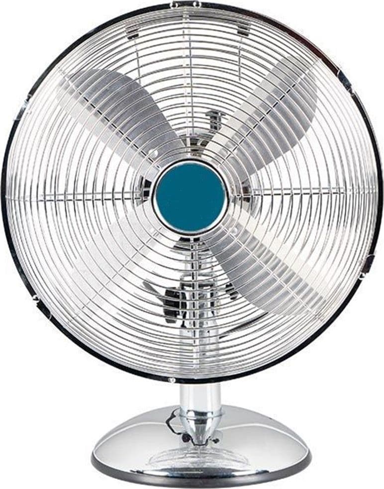 VENTILATORE DA TAVOLO VINTAGE CROMO 45W CON 4 PALE IN ALLUMINIO CAVO 1,8MT 6506005 - 2