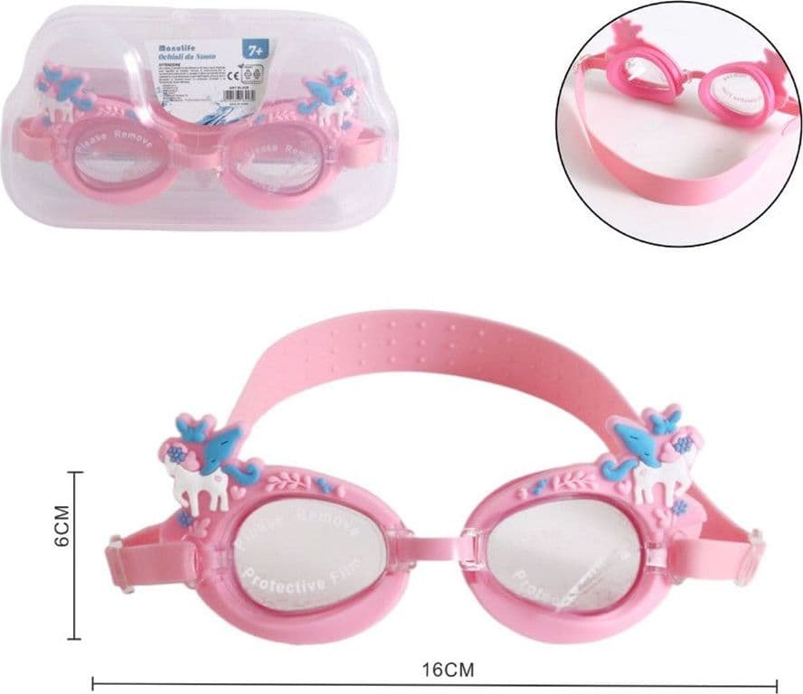 OCCHIALINI DA NUOTO UNICORNO PER BAMBINI DAI 7+ ANNI ANTIAPPANNAMENTO UV 16X6CM 618447 in Occhialini Trade Shop italia - Napoli, commercioVirtuoso.it