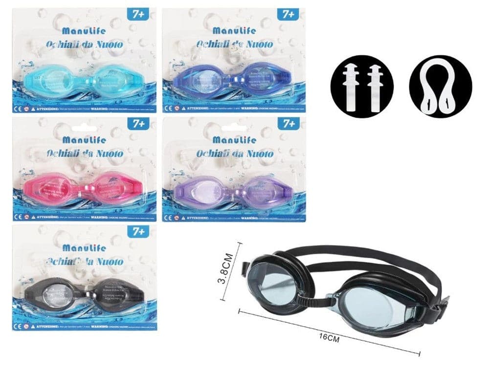 OCCHIALINI NUOTO CON TAPPI PER NASO ORECCHIE REGOLABILI ANTIAPPANNAMENTO 5 COLORI 605422 in Occhialini Trade Shop italia - Napoli, commercioVirtuoso.it
