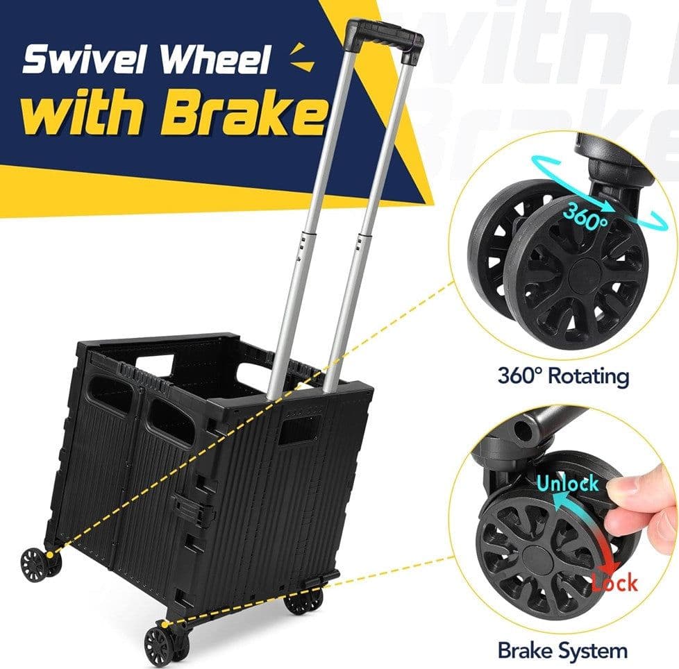 CARRELLO PER LA SPESA MULTIUSO NERO PIEGHEVOLE ‎GRANDE CAPACITÀ RUOTE GIREVOLI CON FRENO in Trolley per la spesa Trade Shop italia - Napoli, commercioVirtuoso.it