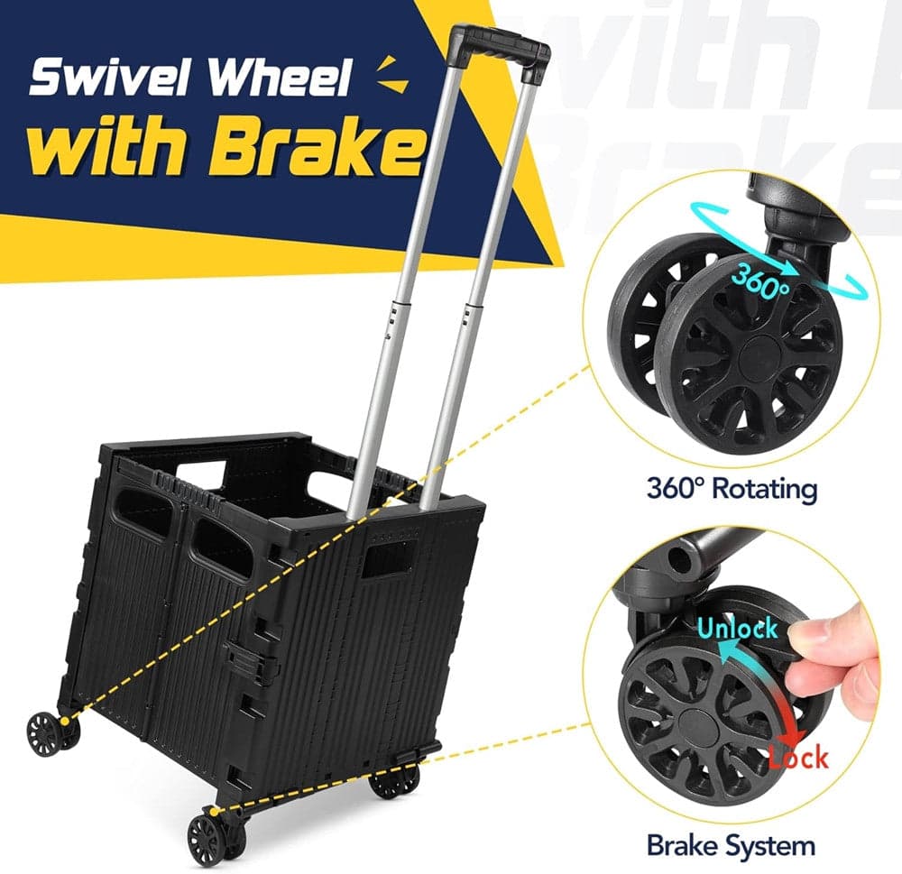 CARRELLO PER LA SPESA MULTIUSO NERO PIEGHEVOLE ‎GRANDE CAPACITÀ RUOTE GIREVOLI CON FRENO in Trolley per la spesa Trade Shop italia - Napoli, commercioVirtuoso.it