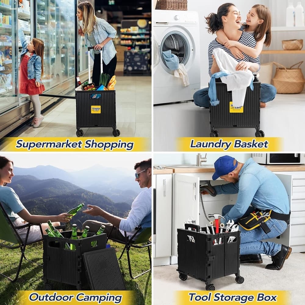 CARRELLO PER LA SPESA MULTIUSO NERO PIEGHEVOLE ‎GRANDE CAPACITÀ RUOTE GIREVOLI CON FRENO in Trolley per la spesa Trade Shop italia - Napoli, commercioVirtuoso.it