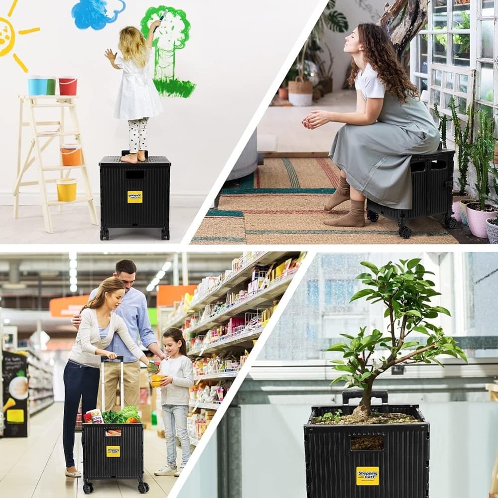 CARRELLO PER LA SPESA MULTIUSO NERO PIEGHEVOLE ‎GRANDE CAPACITÀ RUOTE GIREVOLI CON FRENO in Trolley per la spesa Trade Shop italia - Napoli, commercioVirtuoso.it