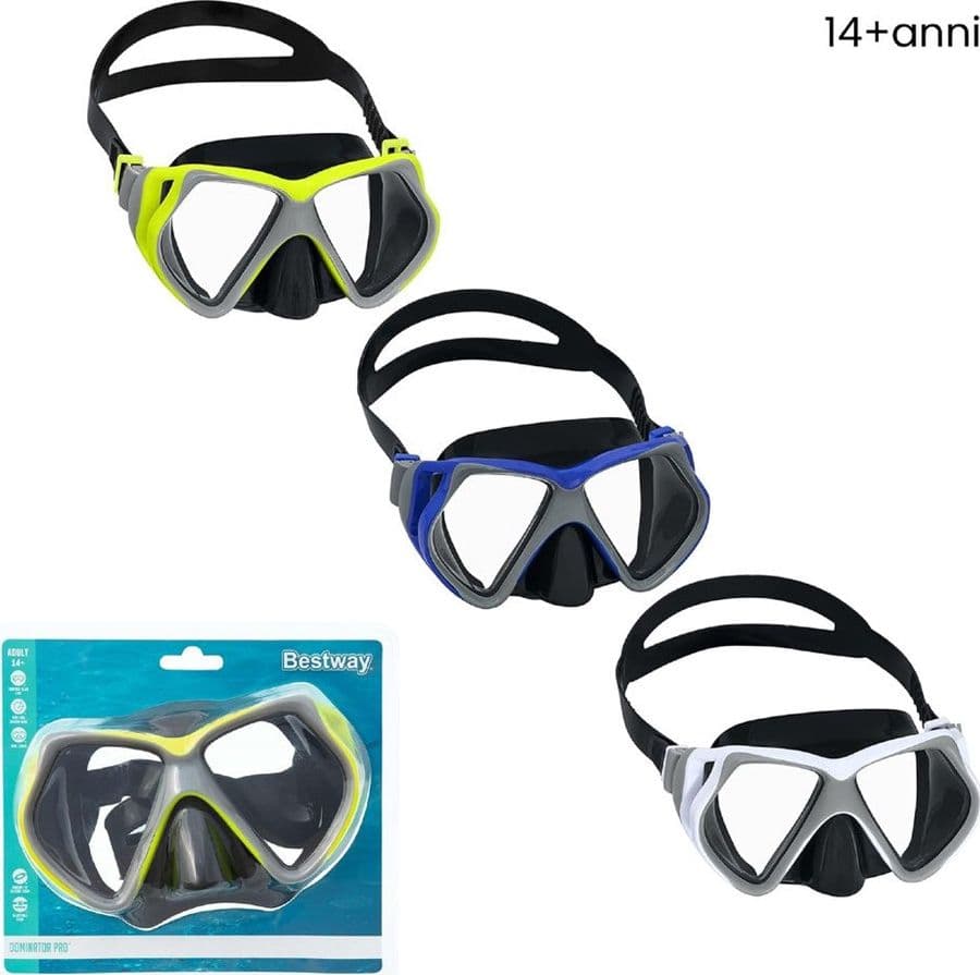 MASCHERA DOMINATOR PRO PER IMMERSIONI SOTTOMARINE NUOTO DA 14+ ANNI 3 COLORI 22075 in Kit di accessori Trade Shop italia - Napoli, commercioVirtuoso.it