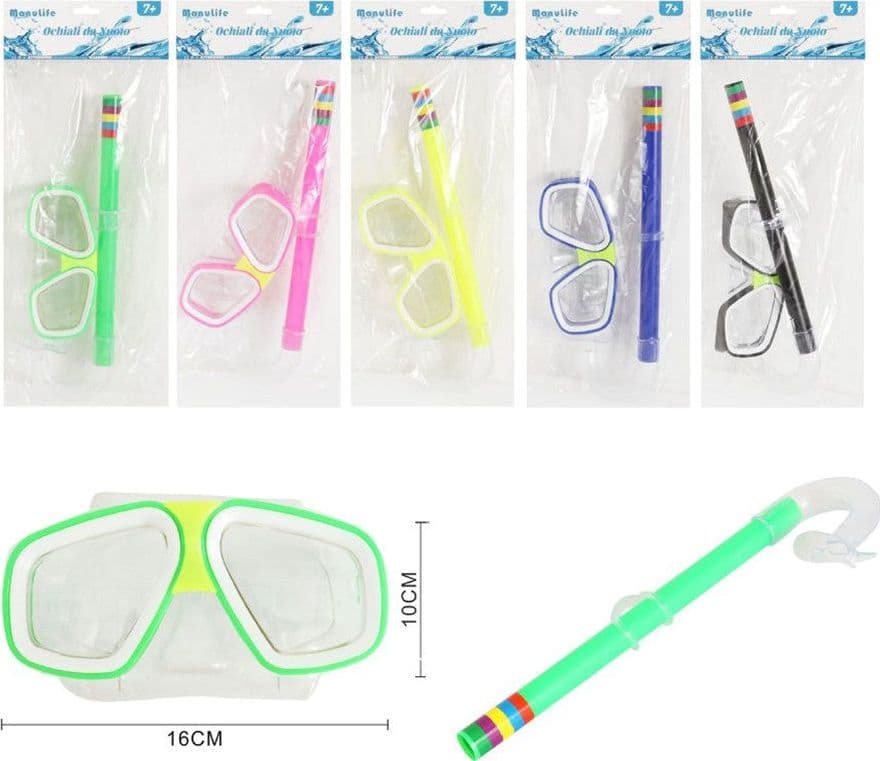SET DA PISCINA NUOTO PER BAMBINI 7+ ANNI MASCHERA 16X10CM + BOCCAGLIO 5 COLORI 605414 in Giocattoli galleggianti per bambini Trade Shop italia - Napoli, commercioVirtuoso.it