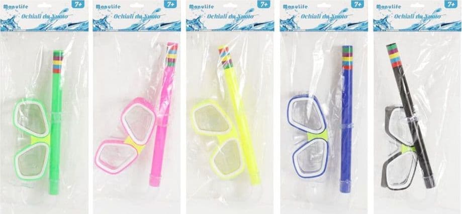 SET DA PISCINA NUOTO PER BAMBINI 7+ ANNI MASCHERA 16X10CM + BOCCAGLIO 5 COLORI 605414 in Giocattoli galleggianti per bambini Trade Shop italia - Napoli, commercioVirtuoso.it