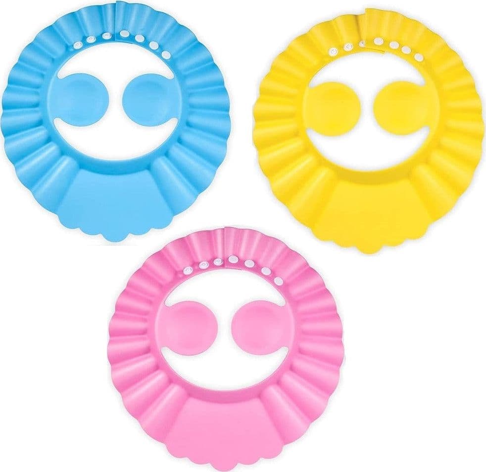 CAPPELLO DOCCIA PER BAMBINI 3 PZ CUFFIA DA BAGNO PER TESTA BAMBINO REGOLABILE VISIERA