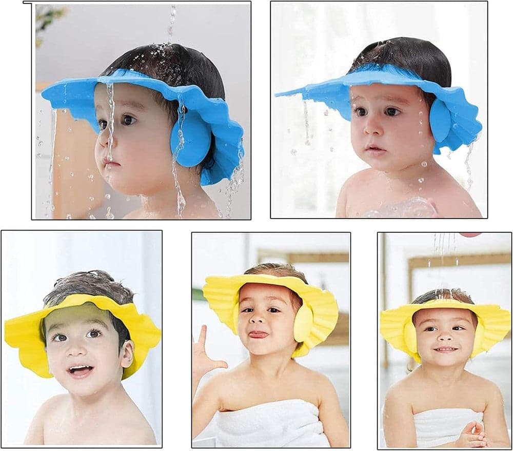 CAPPELLO DOCCIA PER BAMBINI 3 PZ CUFFIA DA BAGNO PER TESTA BAMBINO REGOLABILE VISIERA in Sicurezza in bagno Trade Shop italia - Napoli, commercioVirtuoso.it