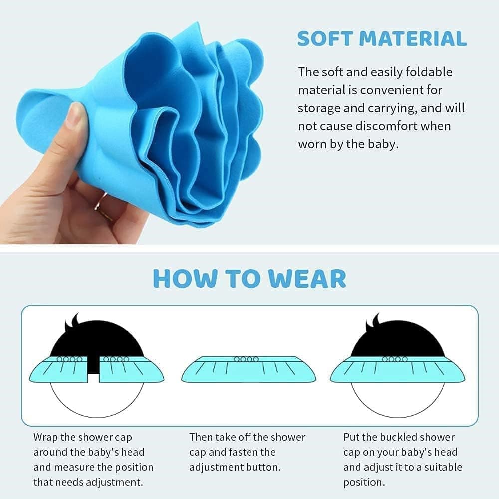 CAPPELLO DOCCIA PER BAMBINI 3 PZ CUFFIA DA BAGNO PER TESTA BAMBINO REGOLABILE VISIERA in Sicurezza in bagno Trade Shop italia - Napoli, commercioVirtuoso.it