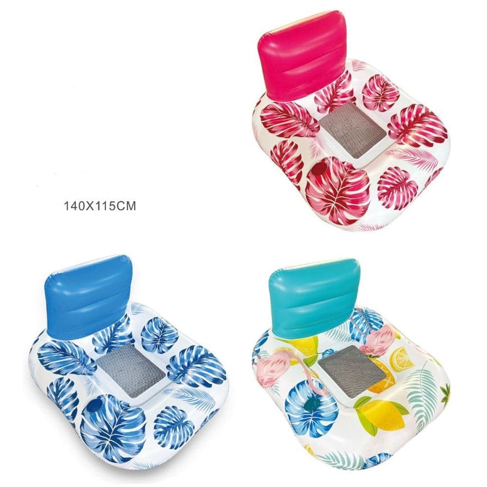 POLTRONA CON SCHIENALE GONFIABILE GALLEGGIANTE AD ACQUA PISCINA MARE 140X115CM 628532 in Canotti e gonfiabili galleggianti Trade Shop italia - Napoli, commercioVirtuoso.it
