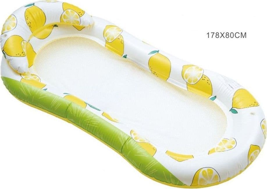 LETTINO IN RETE AMACA CON SCHIENALE GONFIABILE PISCINA MOTIVO LIMONI 178X80CM 628533 in Canotti e gonfiabili galleggianti Trade Shop italia - Napoli, commercioVirtuoso.it