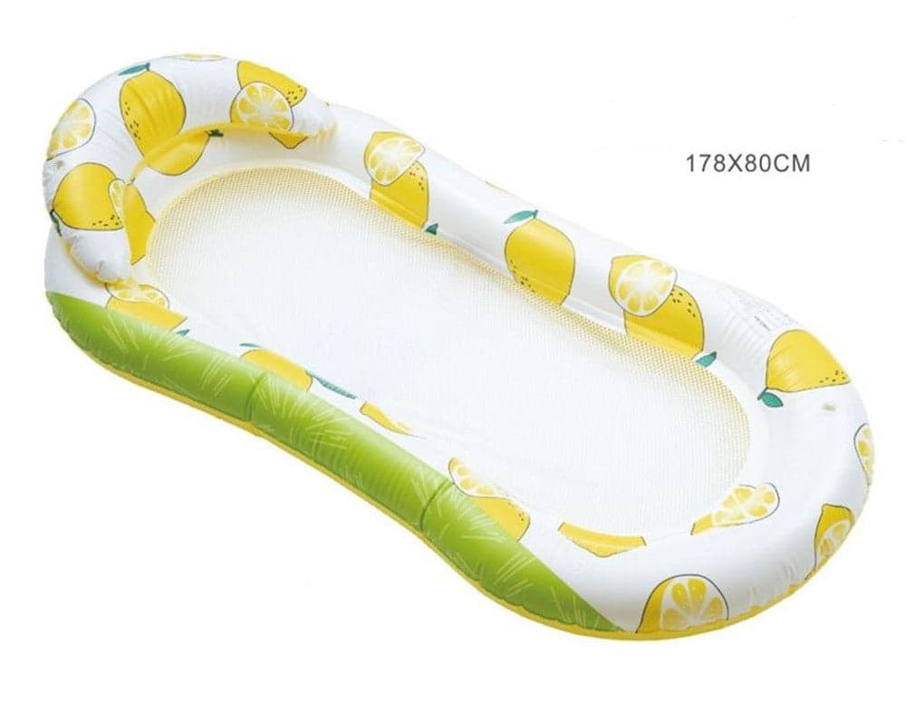 LETTINO IN RETE AMACA CON SCHIENALE GONFIABILE PISCINA MOTIVO LIMONI 178X80CM 628533 in Canotti e gonfiabili galleggianti Trade Shop italia - Napoli, commercioVirtuoso.it