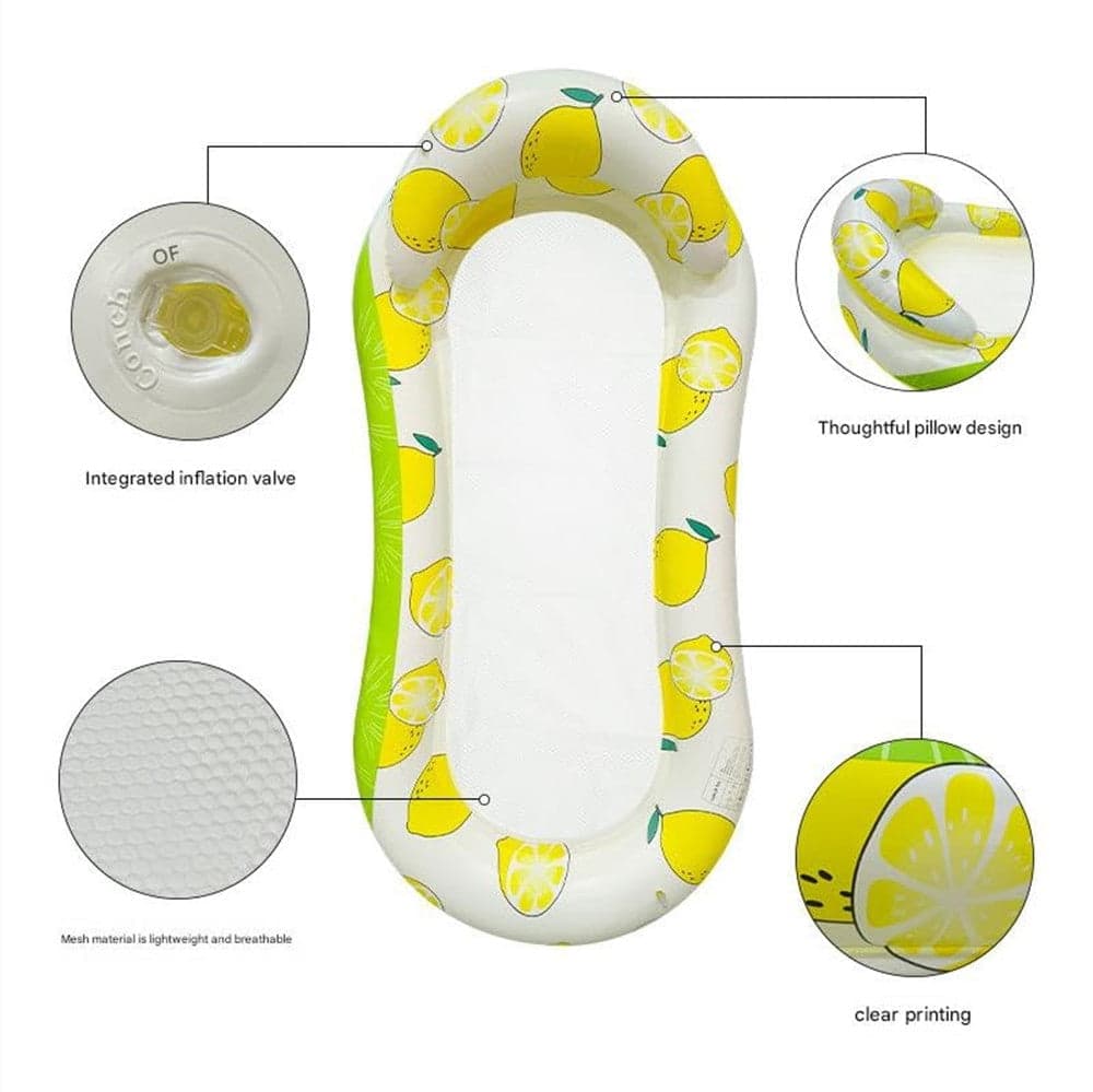 LETTINO IN RETE AMACA CON SCHIENALE GONFIABILE PISCINA MOTIVO LIMONI 178X80CM 628533 in Canotti e gonfiabili galleggianti Trade Shop italia - Napoli, commercioVirtuoso.it