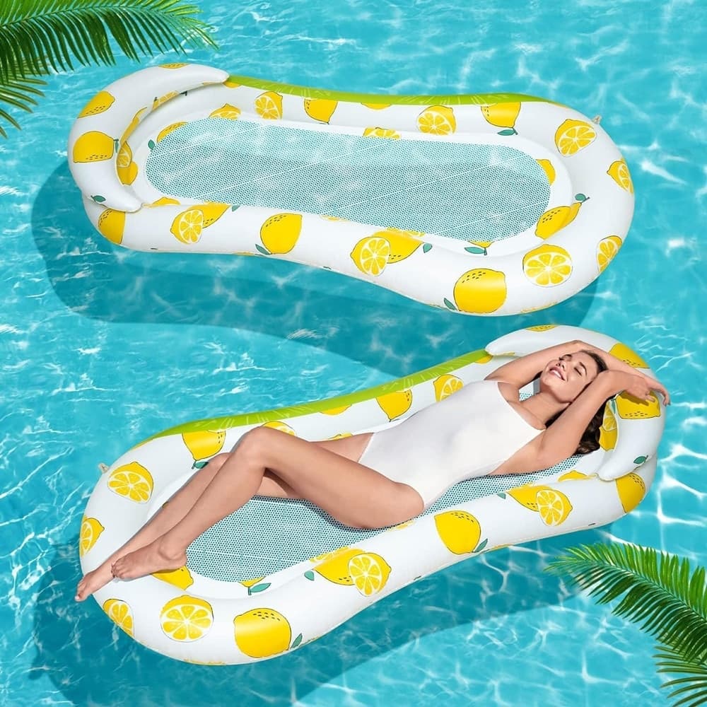 LETTINO IN RETE AMACA CON SCHIENALE GONFIABILE PISCINA MOTIVO LIMONI 178X80CM 628533 in Canotti e gonfiabili galleggianti Trade Shop italia - Napoli, commercioVirtuoso.it