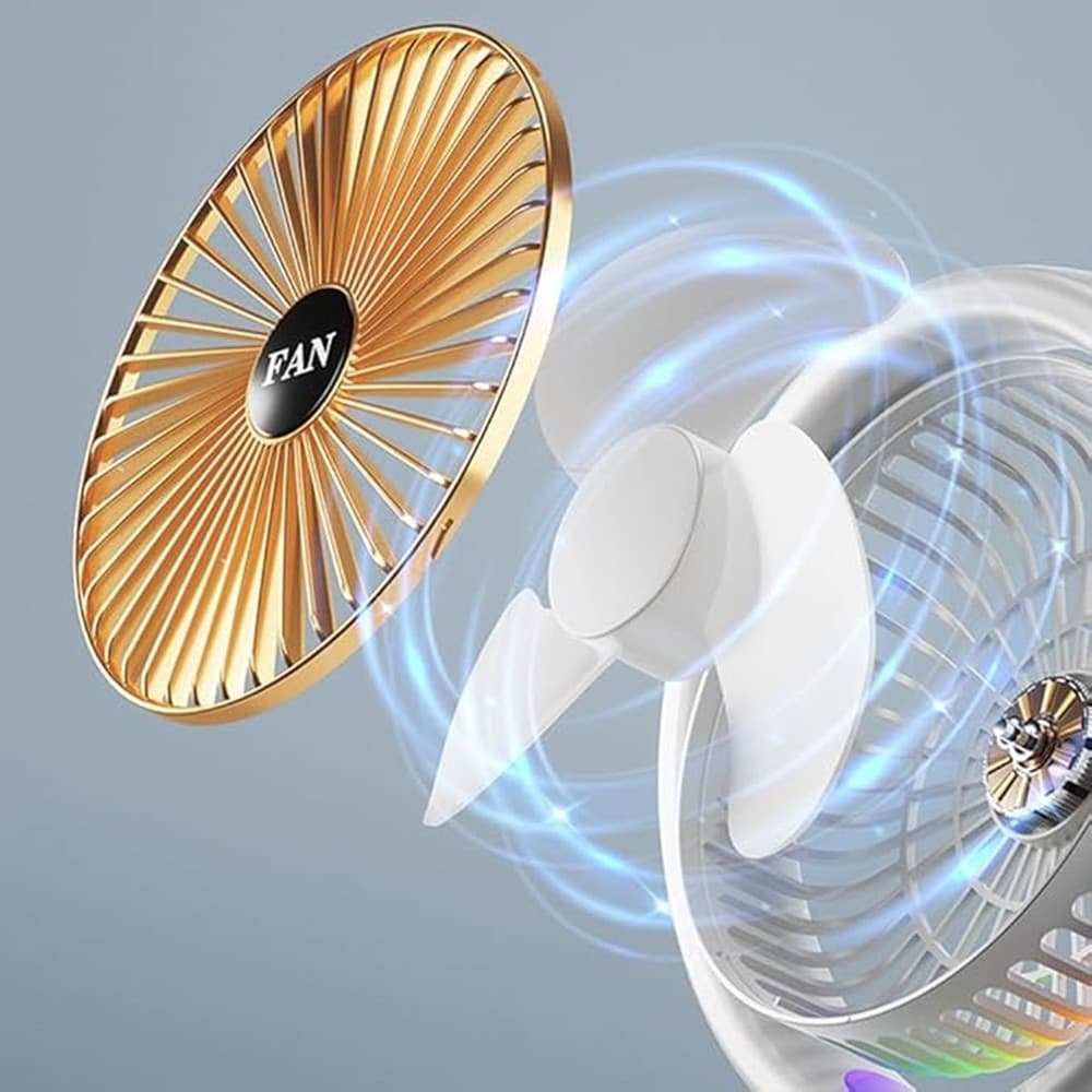 VENTILATORE DA TAVOLO USB RICARICABILE CON CIRCOLATORE D'ARIA A LUCE COLORATA 3 VELOCITÀ in Ventilatori da tavolo Trade Shop italia - Napoli, commercioVirtuoso.it