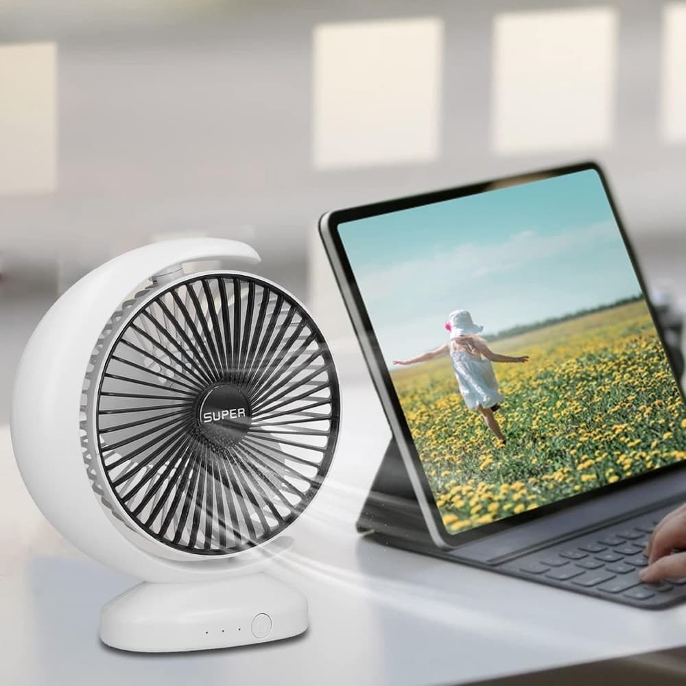 VENTILATORE DA TAVOLO USB SILENZIOSA CON ROTAZIONE TESTA FLUSSO D'ARIA A 3 LIVELLI in Ventilatori da tavolo Trade Shop italia - Napoli, commercioVirtuoso.it