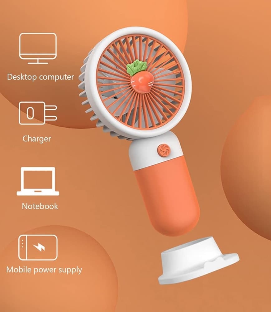 MINI VENTILATORE A MANO BATTERIA RICARICABILE USB PORTATILE TASCABILE VIAGGIO CON BASE in prodotto Trade Shop italia - Napoli, commercioVirtuoso.it