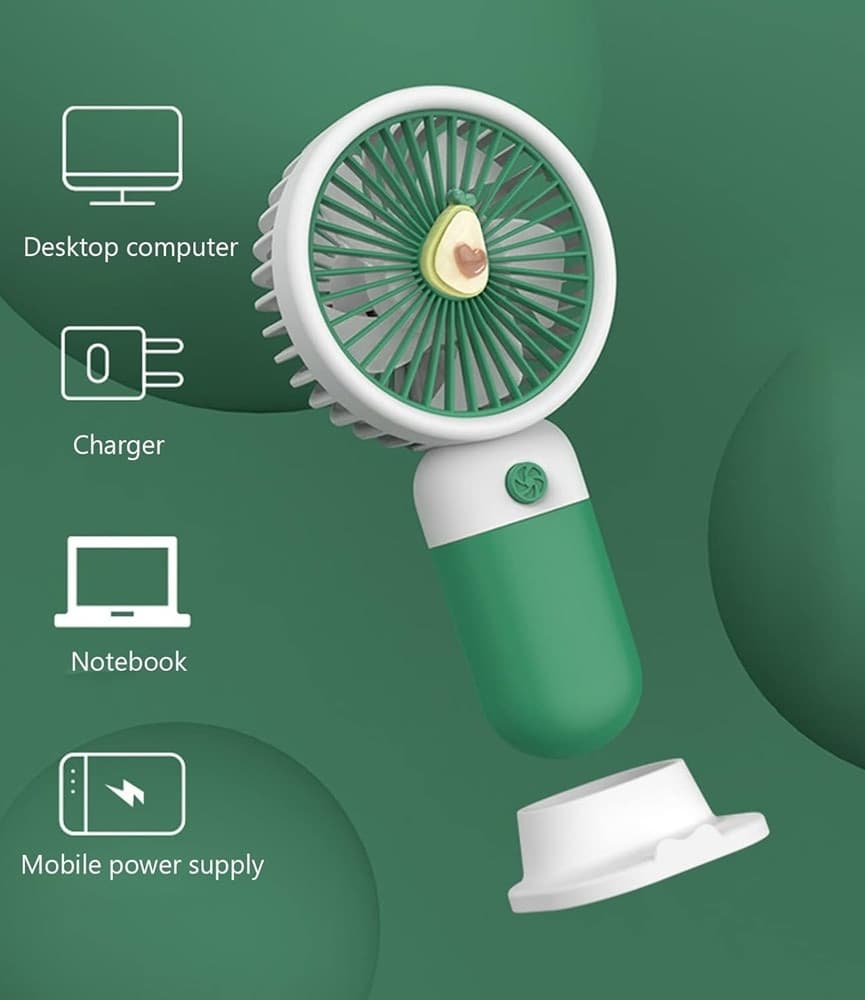 MINI VENTILATORE A MANO BATTERIA RICARICABILE USB PORTATILE TASCABILE VIAGGIO CON BASE in prodotto Trade Shop italia - Napoli, commercioVirtuoso.it