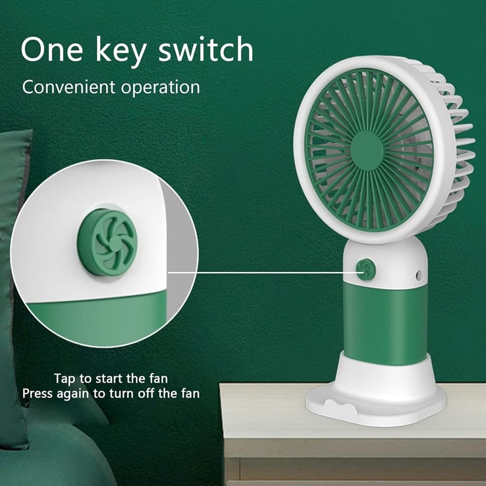 MINI VENTILATORE A MANO BATTERIA RICARICABILE USB PORTATILE TASCABILE VIAGGIO CON BASE in prodotto Trade Shop italia - Napoli, commercioVirtuoso.it