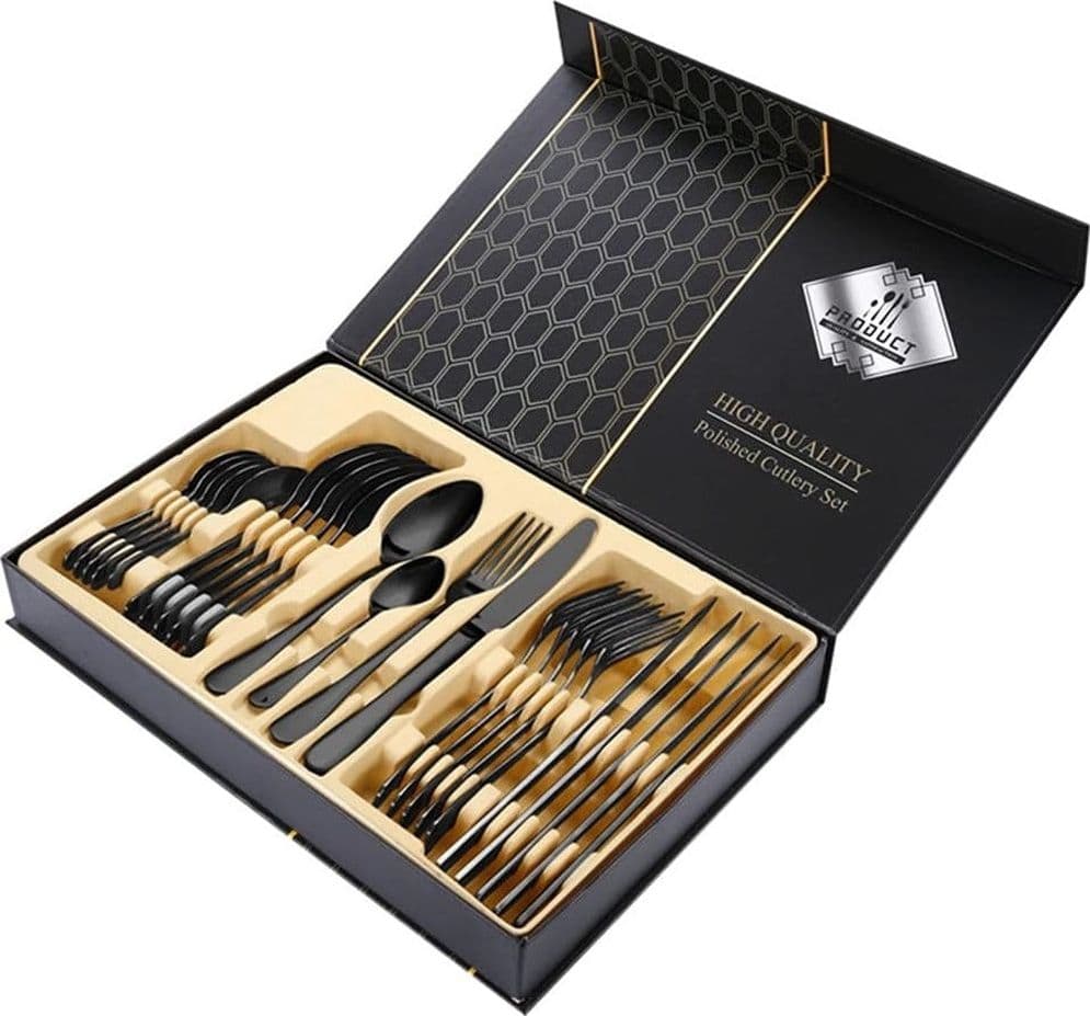 SET DI POSATE 24PZ IN ACCIAIO LUCIDATURA A SPECCHIO MULTIUSO CASA CUCINA SERVIZIO PER 6 in Palette forate Trade Shop italia - Napoli, commercioVirtuoso.it