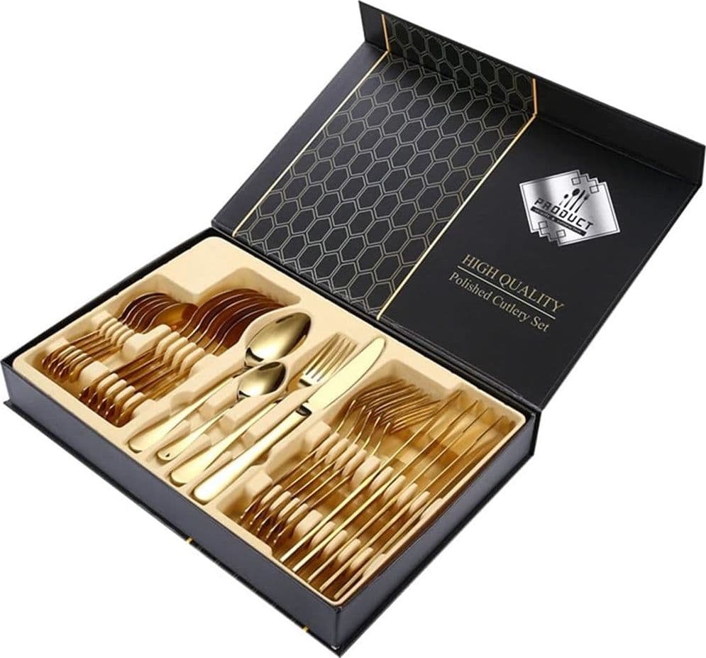 SET DI POSATE 24PZ IN ACCIAIO LUCIDATURA A SPECCHIO MULTIUSO CASA CUCINA SERVIZIO PER 6 in Palette forate Trade Shop italia - Napoli, commercioVirtuoso.it