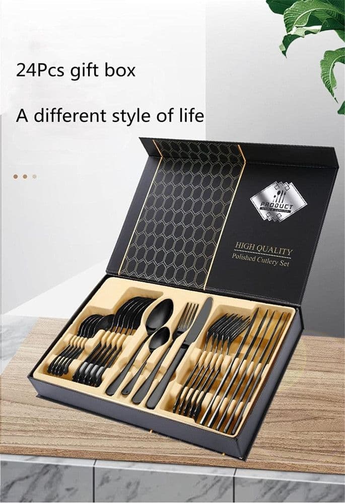 SET DI POSATE 24PZ IN ACCIAIO LUCIDATURA A SPECCHIO MULTIUSO CASA CUCINA SERVIZIO PER 6 in Palette forate Trade Shop italia - Napoli, commercioVirtuoso.it