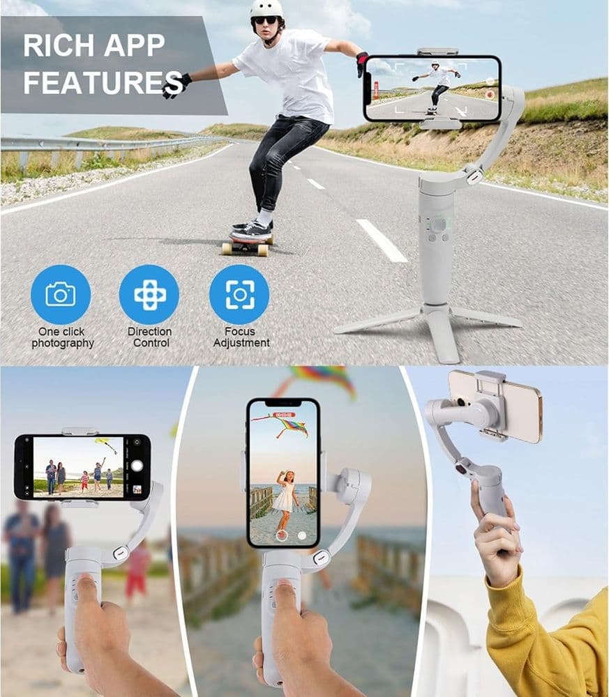 STABILIZZATORE PORTATILE A 3 ASSI PER SMARTPHONE RESISTENTE M1 PIEGHEVOLE PER CASA VIAGGI in Treppiedi Trade Shop italia - Napoli, commercioVirtuoso.it