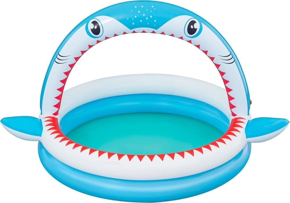 PISCINA PER BAMBINI SHARKTASTIC 2 ANELLI GRAFICA A SQUALO 163X127X92CM CON SPRUZZO 53157 in Piscinette per bambini Trade Shop italia - Napoli, commercioVirtuoso.it
