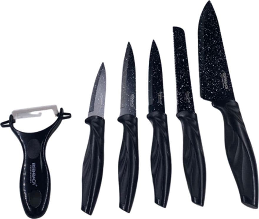 SET DI COLTELLI RIVESTITI IN MARMO CON MANICI ERGONOMICI ANTISCIVOLO 6 PEZZI NERO in Set di coltelli da cucina Trade Shop italia - Napoli, commercioVirtuoso.it