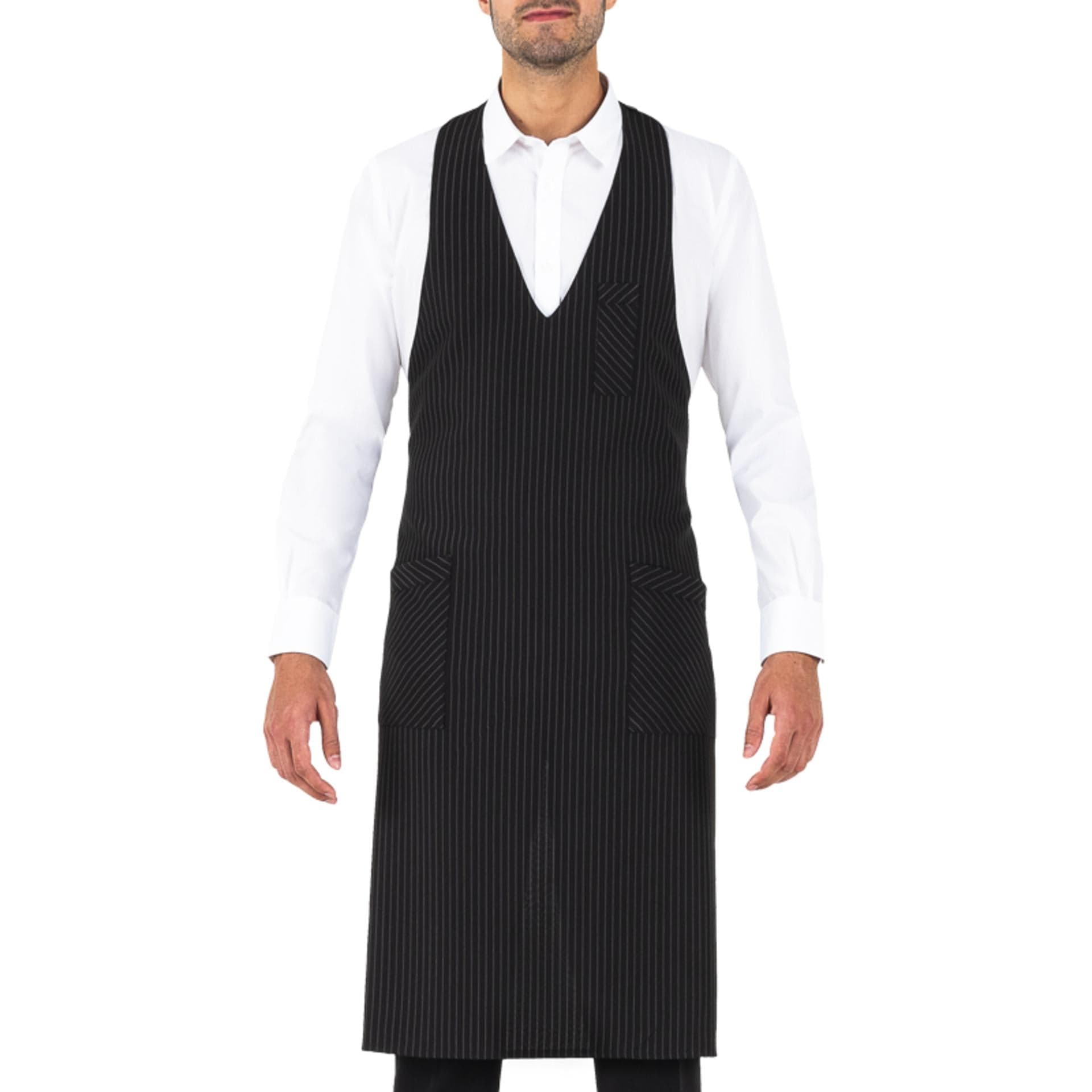 Grembiule Reno Gessato Nero Grembiule con Pettorina Cameriere Sommelier in Grembiuli Dresswork - Como, commercioVirtuoso.it