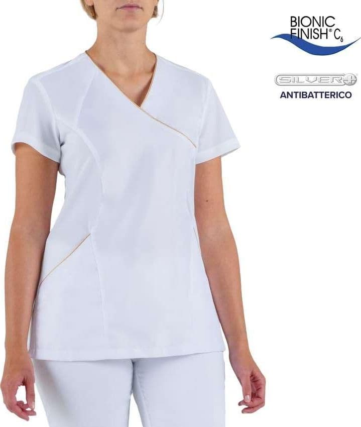 Casacca Donna Medicale Afrodite Bianco Manica Corta  Casacca Tessuto no stiro antibatterico Casacca Estetista in Uniformi sanitarie - giacche Dresswork - Como, commercioVirtuoso.it