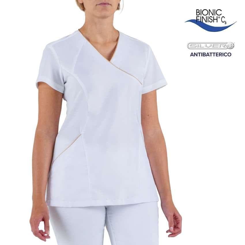 Casacca Donna Medicale Afrodite Bianco Manica Corta  Casacca Tessuto no stiro antibatterico Casacca Estetista in Uniformi sanitarie - giacche Dresswork - Como, commercioVirtuoso.it