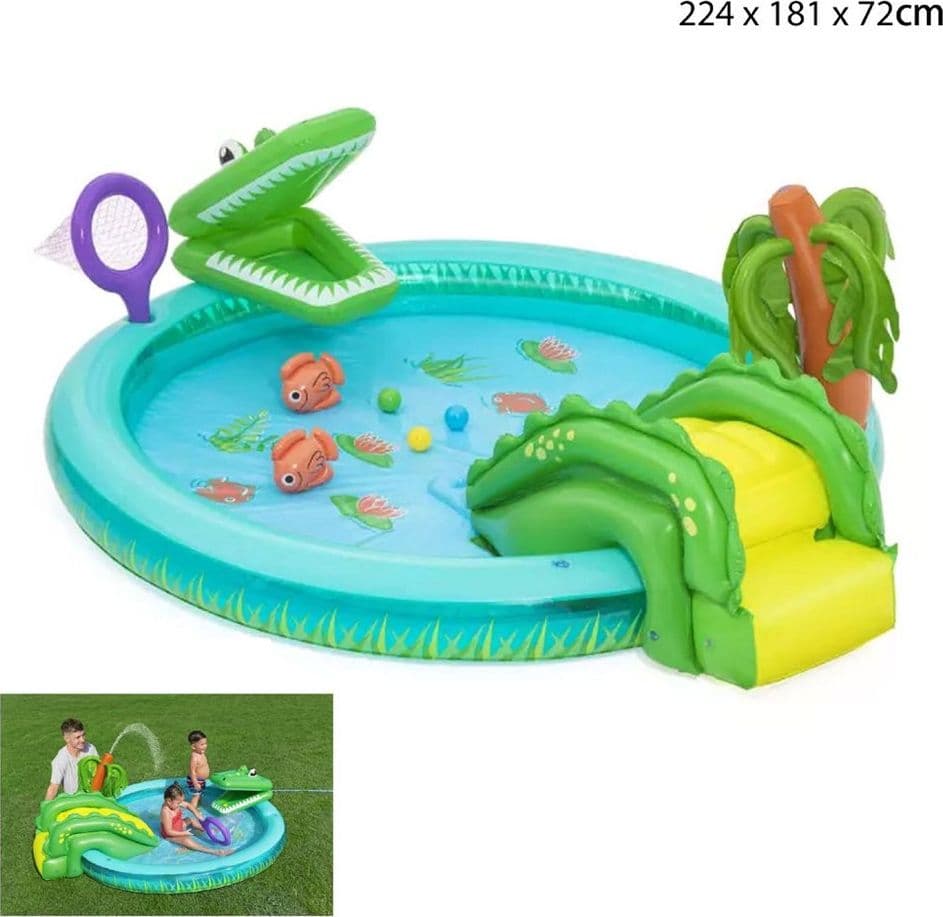 PLAY CENTER GONFIABILE CROCODILE COVE PISCINETTA PER BAMBINI 224 X 181 X 72 CM 53166 in Piscinette per bambini Trade Shop italia - Napoli, commercioVirtuoso.it