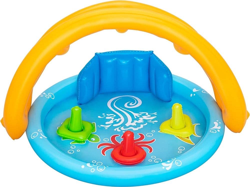 PISCINA GIOCO GONFIABILE LIL SEASHAPES CON SCHIENALE TETTO BIMBI +6 MESI GIARDINO 52568 in Piscinette per bambini Trade Shop italia - Napoli, commercioVirtuoso.it