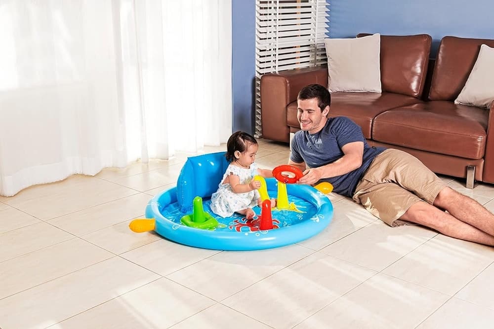 PISCINA GIOCO GONFIABILE LIL SEASHAPES CON SCHIENALE TETTO BIMBI +6 MESI GIARDINO 52568 in Piscinette per bambini Trade Shop italia - Napoli, commercioVirtuoso.it