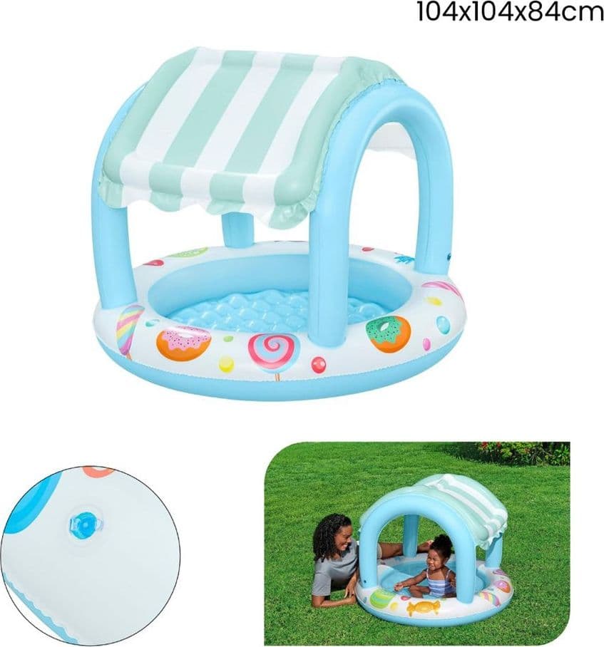 PISCINA SWEET SHOPPE CON FONDO GONFIABILE COPERTURA PER BAMBINI +2 ANNI 104X84CM 52638 in Piscinette per bambini Trade Shop italia - Napoli, commercioVirtuoso.it