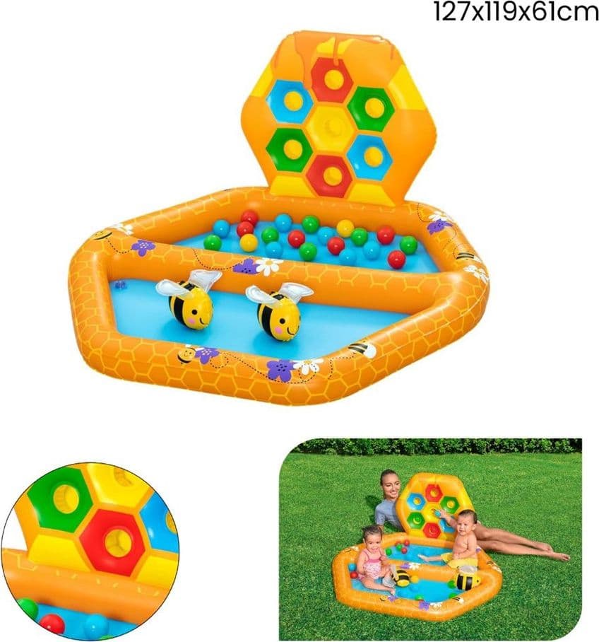 PISCINA GONFIABILE GIOCO ALVEARE PER BAMBINI CON 20 PALLINE 2 API 127X119X61CM 52639 in Piscinette per bambini Trade Shop italia - Napoli, commercioVirtuoso.it