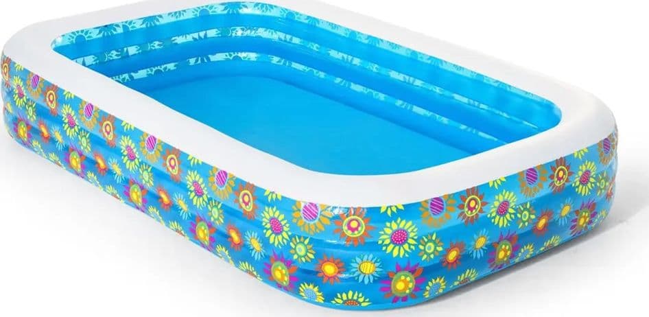 PISCINA GONFIABILE FAMILY RETTANGOLARE A 3 ANELLI DECORO FIORI 305X183X56 CM 54121 in Piscinette per bambini Trade Shop italia - Napoli, commercioVirtuoso.it