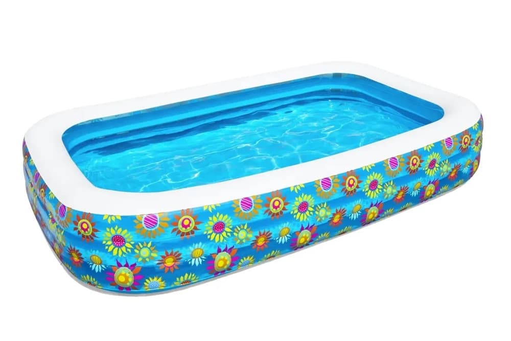PISCINA GONFIABILE FAMILY RETTANGOLARE A 3 ANELLI DECORO FIORI 305X183X56 CM 54121 in Piscinette per bambini Trade Shop italia - Napoli, commercioVirtuoso.it