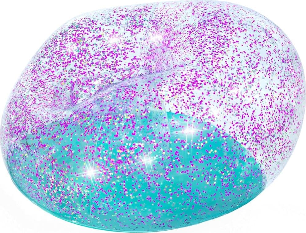 POLTRONA POUF GONFIABILE GLITTER DREAM PER BAMBINI +6 ANNI 114 X 112 X 66 CM 75115 in Poltrone sacco Trade Shop italia - Napoli, commercioVirtuoso.it