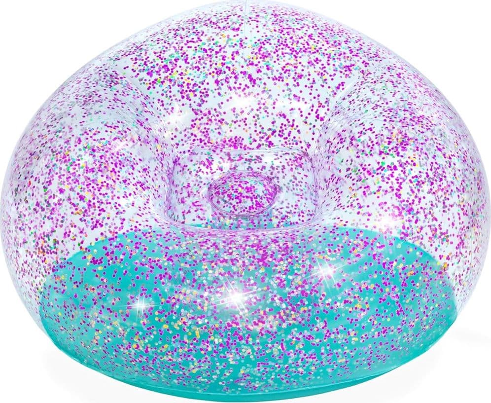 POLTRONA POUF GONFIABILE GLITTER DREAM PER BAMBINI +6 ANNI 114 X 112 X 66 CM 75115 in Poltrone sacco Trade Shop italia - Napoli, commercioVirtuoso.it