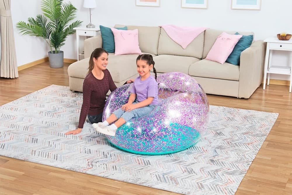 POLTRONA POUF GONFIABILE GLITTER DREAM PER BAMBINI +6 ANNI 114 X 112 X 66 CM 75115 in Poltrone sacco Trade Shop italia - Napoli, commercioVirtuoso.it