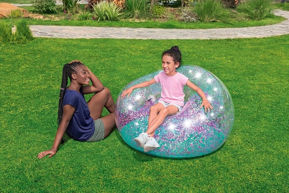 POLTRONA POUF GONFIABILE GLITTER DREAM PER BAMBINI +6 ANNI 114 X 112 X 66 CM 75115 in Poltrone sacco Trade Shop italia - Napoli, commercioVirtuoso.it