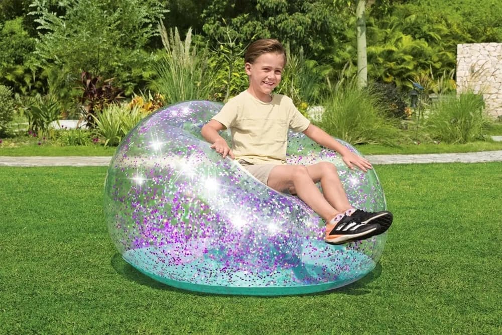 POLTRONA POUF GONFIABILE GLITTER DREAM PER BAMBINI +6 ANNI 114 X 112 X 66 CM 75115 in Poltrone sacco Trade Shop italia - Napoli, commercioVirtuoso.it