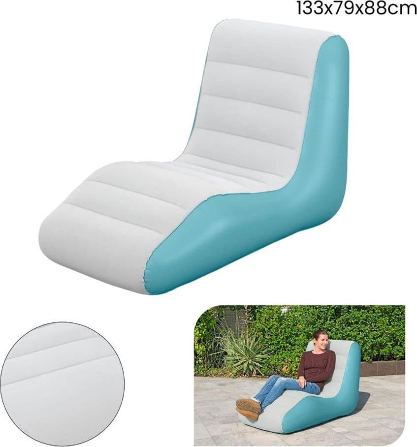 POLTRONA LUNGA LEISURE LUXE CHAISE LONGUE GONFIABILE DESIGN ERGONOMICO 133X79X88CM 75127 in Poltrone Trade Shop italia - Napoli, commercioVirtuoso.it