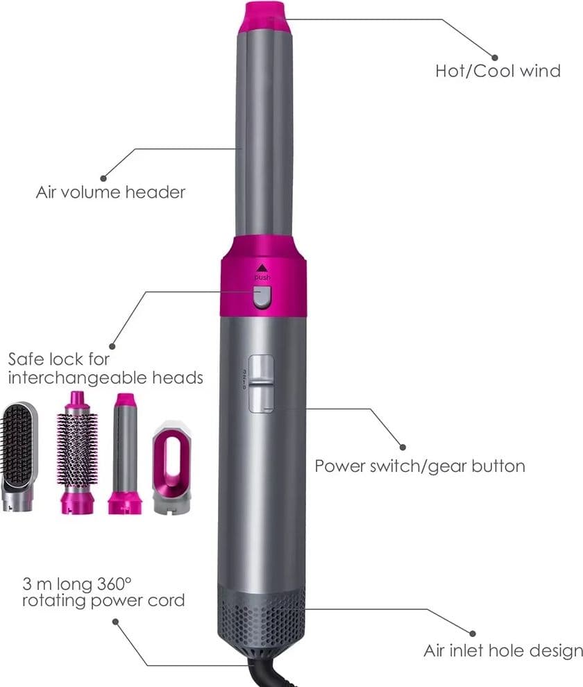 ASCIUGACAPELLI 5 IN 1 SET SPAZZOLE CAPELLI PETTINE AD ARIA CALDA ARRICCIACAPELLI in Modellatori ad aria calda Trade Shop italia - Napoli, commercioVirtuoso.it